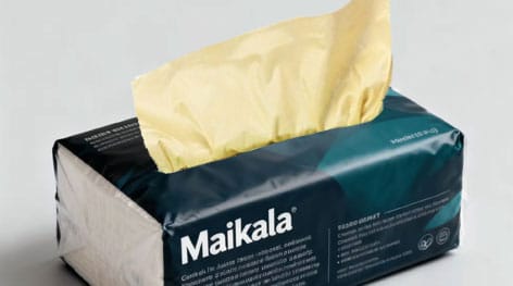 Box of disposable dry wipes and tissues for skin care and cleaning