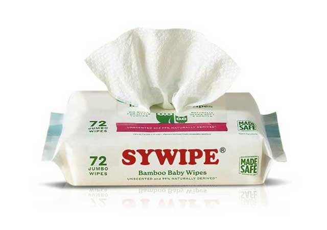 A 72-pack of Sywipe eco-friendly bamboo baby wipes made from sustainable natural fibers for gentle infant skin care. 