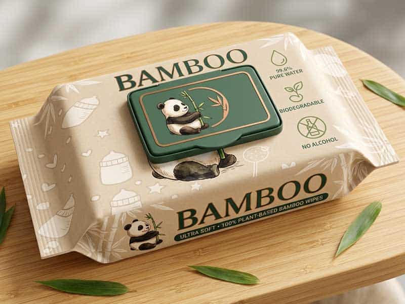 Eco-friendly biodegradable bamboo wet wipes made from natural plant fiber