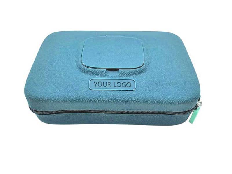 Custom silicone wet wipe bag with embossed logo slot and secure zipper closure for OEM brands