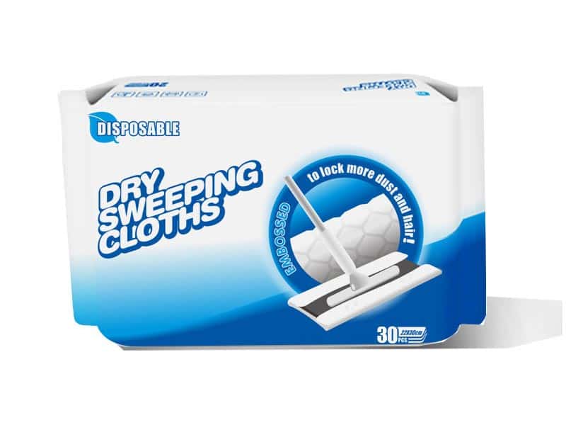 ulk disposable floor cleaning wipes attached to a flat mop for everyday household surface care