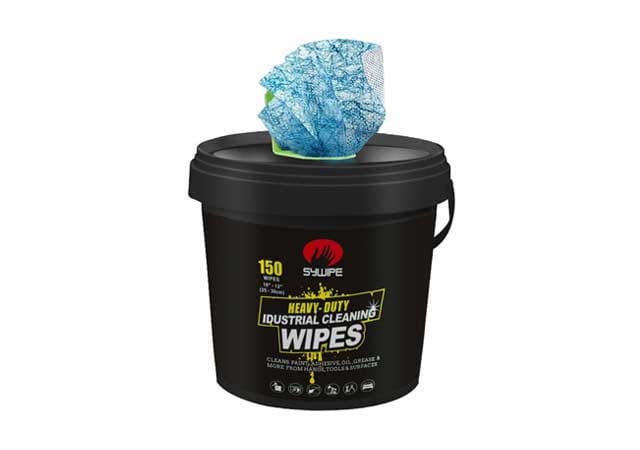 Heavy-duty industrial wipes designed to remove thick grease, oil, and heavy dirt from machinery.