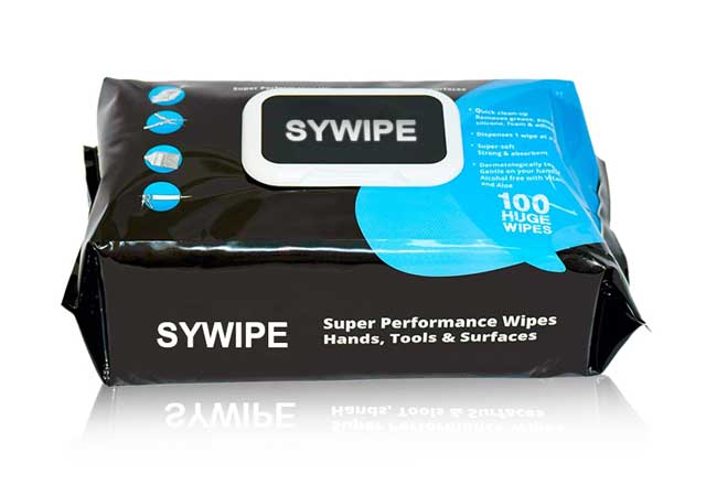 Industrial hand wipes formulated to clean heavy grease, oil, and grime from skin after work.