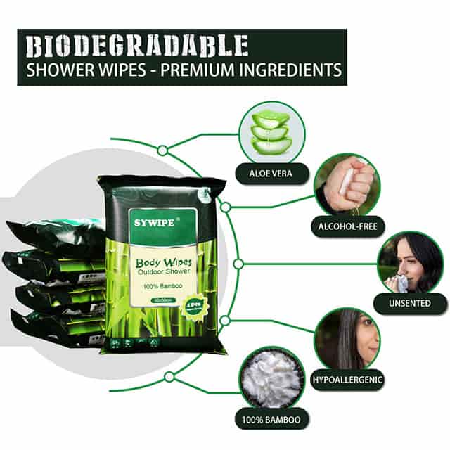 Bulk purchase of no-rinse shower body wipes for camping, gym, and outdoor survival