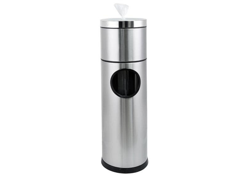 SYWIPE wholesale stainless steel gym wipes dispenser floor stand with built-in waste receptacle