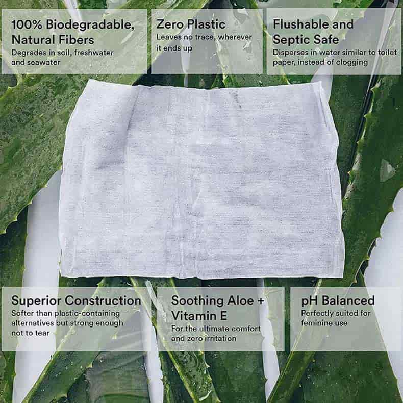 100 percent wood pulp nonwoven material texture for private label biodegradable toilet wet wipes production.