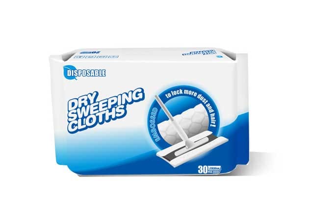 Disposable dry sweeping floor cloths 30-count pack compatible with flat mops produced by SYWIPE factory.
