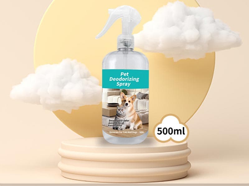 Dog deodorizing spray liquid formulation for pet body fur and paw odor care manufactured in bulk by SYWIPE factory.