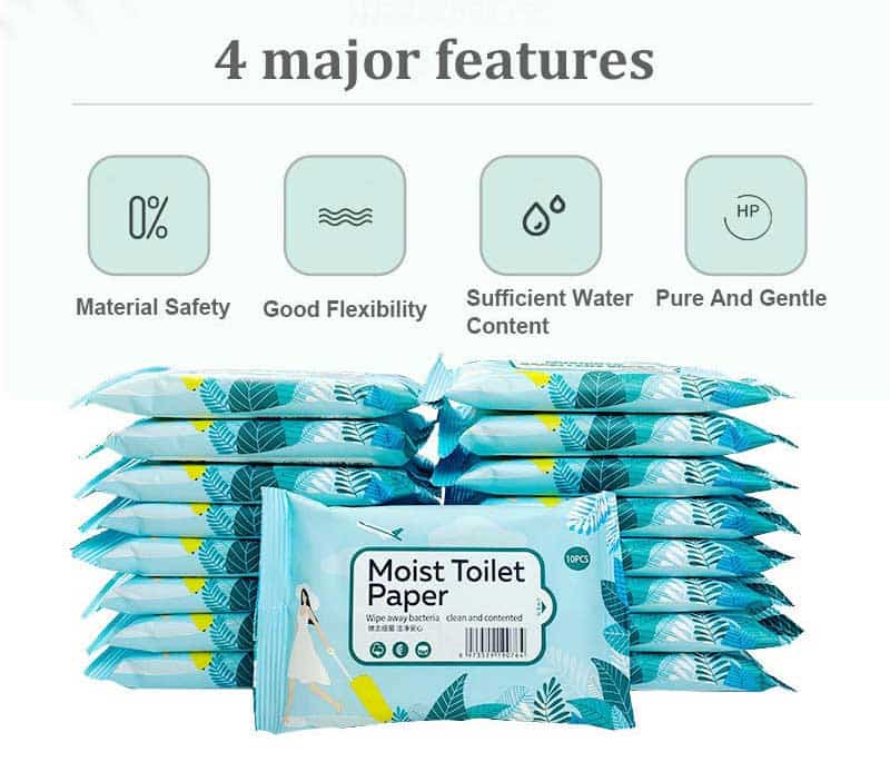 A display of SYWIPE custom wet toilet tissue in 10pcs pocket packs designed for gentle personal cleansing
